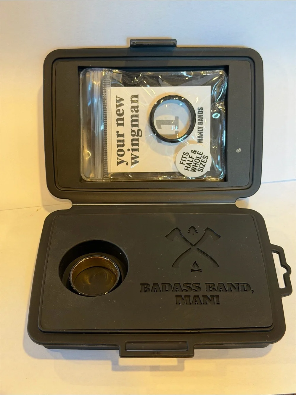 Manly Band - Black and Gold Size 10.5 Silicone Ring - Black Size 11